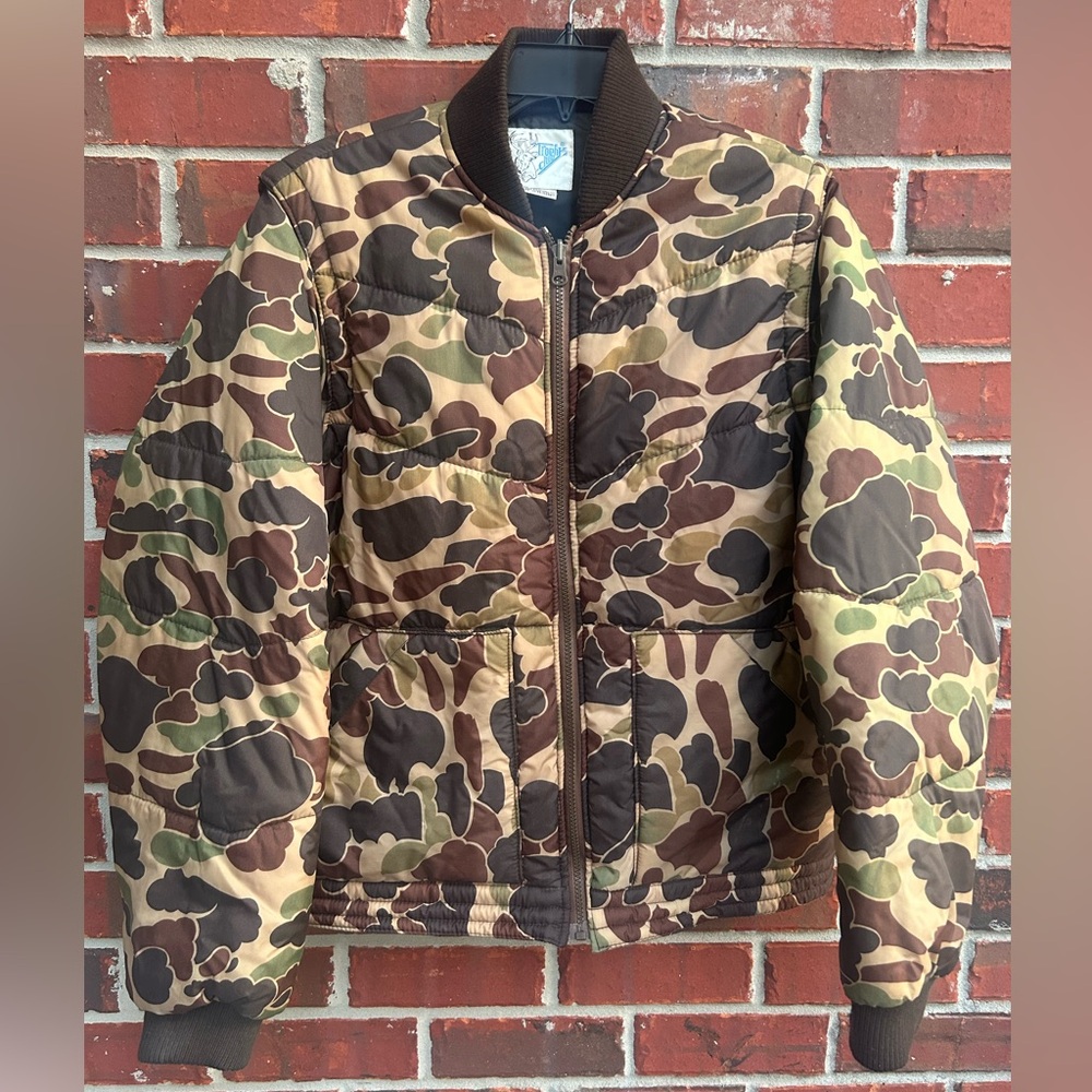 Vintage 90s Trophy Club Duck Camo L Puffer Jacket Vest w/ Detachable Sleeves G5